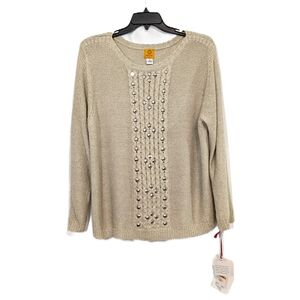 NEW Ruby Rd. Sweater - Size 3X Womens - Beige Tan Sparkly Gold